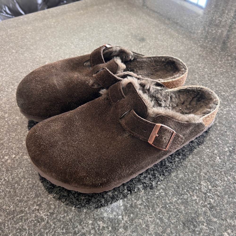 Birkenstock Boston Sherling Suede-Mocha